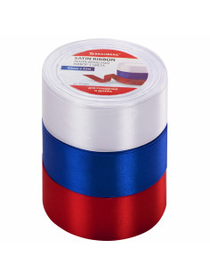 Лента атласная ширина 40 мм, набор 3 цвета по 23 м, BRAUBERG, 591505