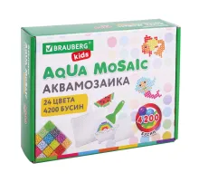 Аквамозаика 24 цвета 4200 бусин, с трафаретами, инструментами и аксессуарами, BRAUBERG KIDS, 664916