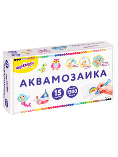 Аквамозаика, 15 цветов, 1500 бусин, в колорбоксе, ЮНЛАНДИЯ, 663778