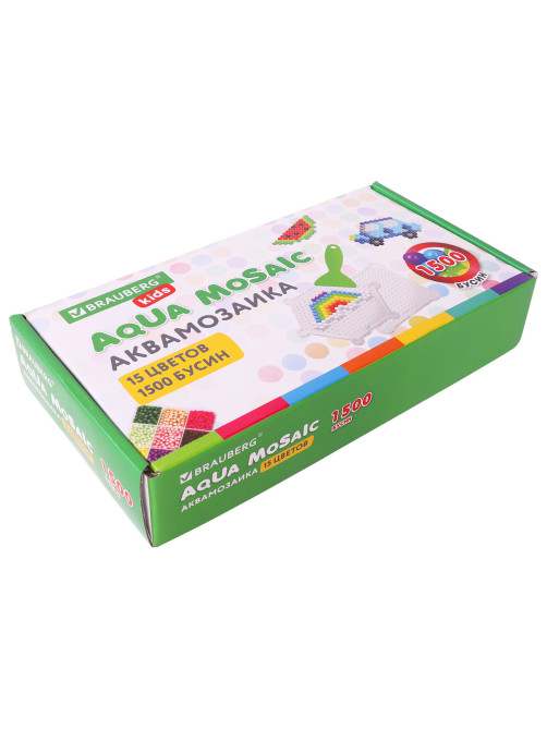 Аквамозаика 15 цветов, 1500 бусин, с трафаретами и инструментами, BRAUBERG KIDS, 664913