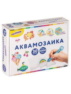 Аквамозаика, 30 цветов, 3000 бусин, в колорбоксе, ЮНЛАНДИЯ, 663780