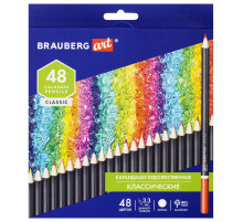 Карандаши художественные цветные BRAUBERG ART CLASSIC, 48 цветов, МЯГКИЙ грифель 3,3 мм, 181539