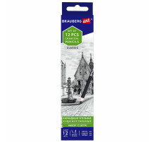 Карандаши (НАБОР 12 штук) угольные BRAUBERG ART CLASSIC, (МЯГКИЙ, СРЕДНИЙ, ТВЕРДЫЙ), 181293