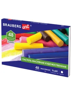 Пастель масляная художественная BRAUBERG ART CLASSIC, 48 цветов, круглое сечение, 182103