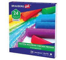 Пастель масляная художественная BRAUBERG ART CLASSIC, УТОЛЩЕННАЯ, 24 цвета, круглое сечение, 181452