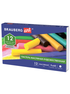 Пастель масляная художественная BRAUBERG ART CLASSIC, 12 цветов, круглое сечение, 181447