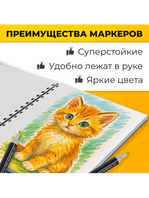 Маркеры для скетчинга двусторонние, НАБОР 24 шт., базовые цвета, в чехле, WBZ (ВБЗ), 152571
