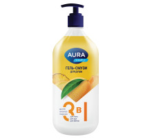 Гель-смузи для душа 3 в 1 для тела, рук и ванны 1 л, AURA FAMILY 