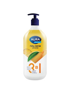 Гель-смузи для душа 3 в 1 для тела, рук и ванны 1 л, AURA FAMILY 