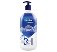 Гель для душа 3 в 1 для волос, тела и лица 1 л, AURA FAMILY MEN 