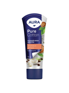 Крем для рук ночной 75 мл, AURA Pure Cotton 