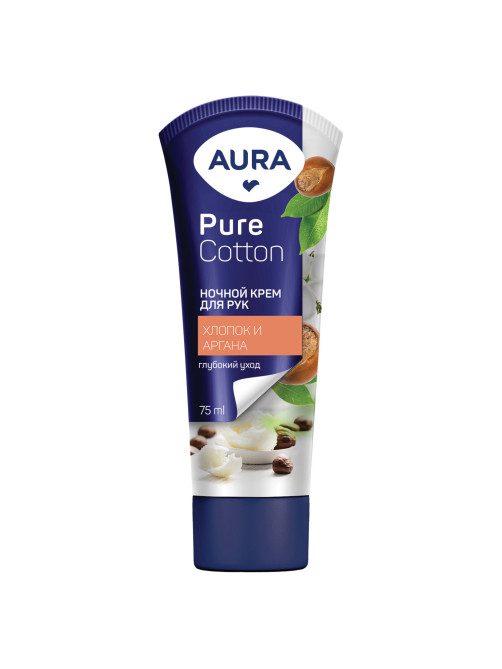 Крем для рук ночной 75 мл, AURA Pure Cotton 