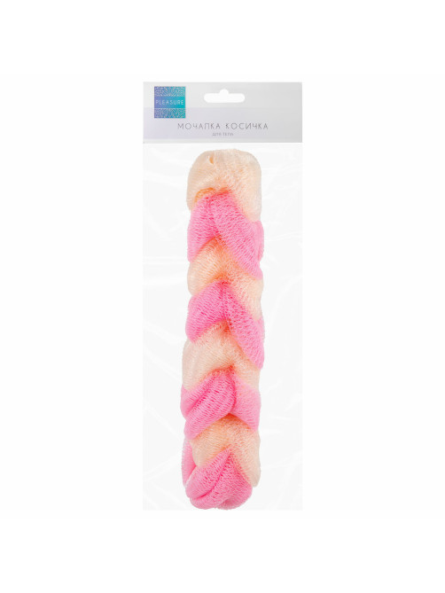 Мочалка для тела КОСИЧКА, нейлоновая, 70 г (27х5,5х5,5 см), ассорти, PLEASURE, 1135