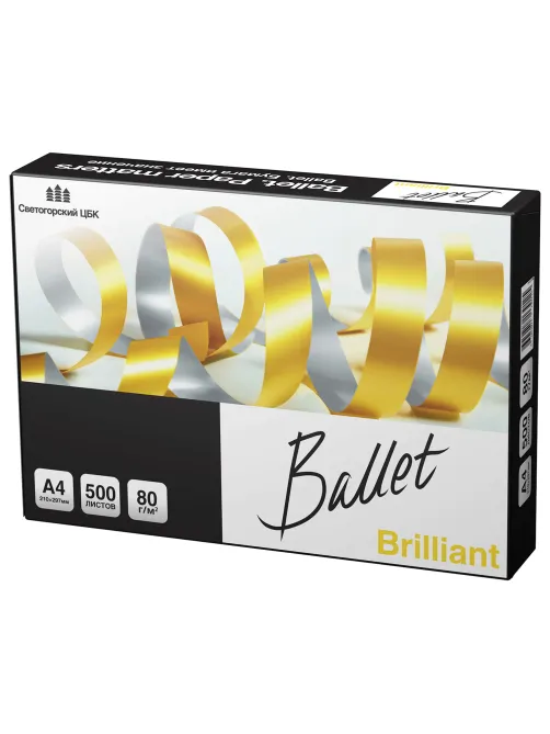 Бумага офисная А4, 80 г/м2, 500 л., марка А, BALLET BRILLIANT, Россия, 165% (CIE)