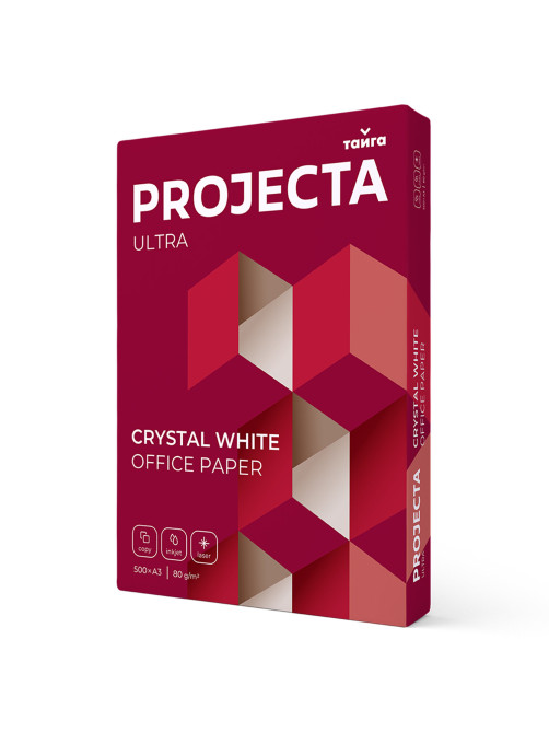 Бумага офисная БОЛЬШОГО ФОРМАТА (297х420), А3, 80 г/м2, 500 л., марка А, PROJECTA ULTRA, Россия, 162% (CIE)