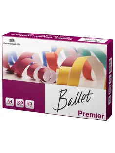 Бумага офисная А4, 80 г/м2, 500 л., марка А, BALLET PREMIER, Россия, 160% (CIE)