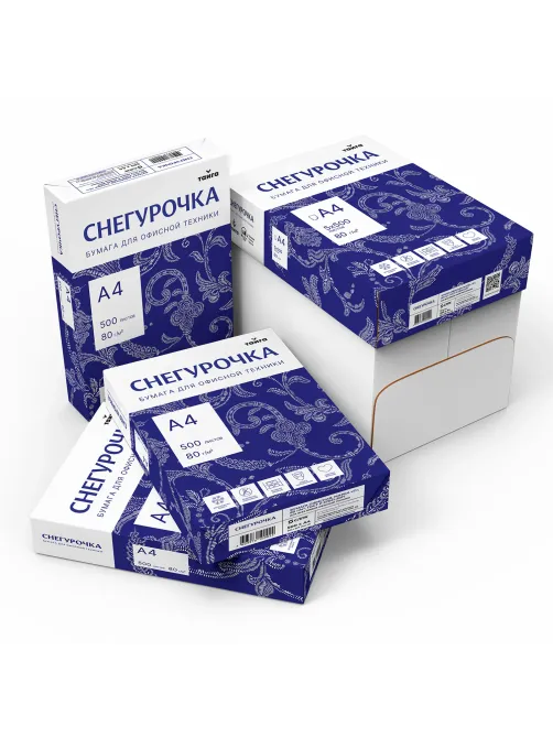 Бумага офисная А4, 80 г/м2, 500 л., марка С, СНЕГУРОЧКА, Россия, 146% (CIE)