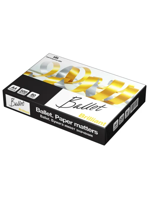 Бумага офисная А4, 80 г/м2, 500 л., марка А, BALLET BRILLIANT, Россия, 165% (CIE)