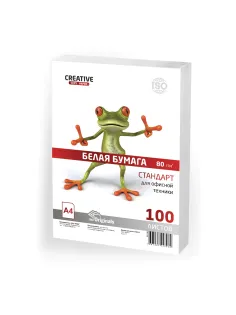 Бумага офисная А4, 80 г/м2, 100 л., СТУДЕНЧЕСКАЯ, CREATIVE, Россия, 146% (CIE), БС 100