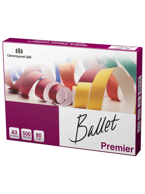 Бумага офисная БОЛЬШОГО ФОРМАТА (297х420), А3, 80 г/м2, 500 л., марка А, BALLET PREMIER, 160% (CIE)