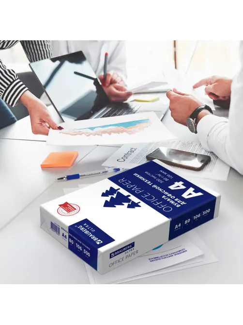 Бумага офисная А4, 80 г/м2, 500 л., марка С, белизна 146% (CIE), BRAUBERG ULTRA, 116407