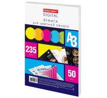 Бумага для цветной лазерной печати БОЛЬШОЙ ФОРМАТ (297х420), А3, 235 г/м2, 50 л., BRAUBERG, 115386