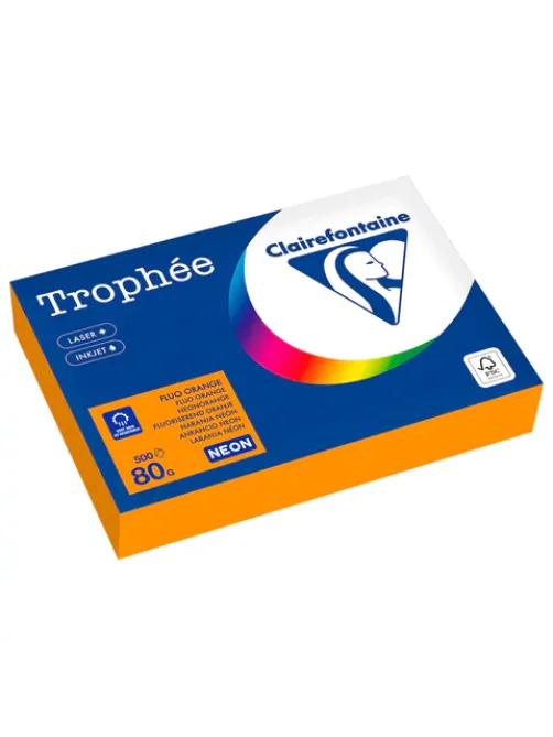 Бумага цветная CLAIREFONTAINE, А4, 80 г/м2, 500 л., неон, оранжевый, Франция, 2978C, 2978PC