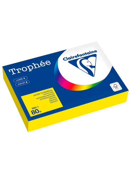 Бумага цветная CLAIREFONTAINE, А4, 80 г/м2, 500 л., интенсив, солнечно-желтый, Франция, 1978PC