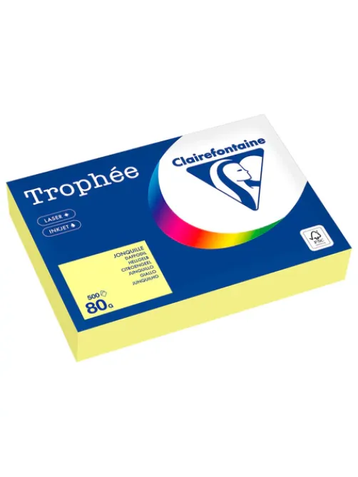 Бумага цветная CLAIREFONTAINE, А4, 80 г/м2, 500 л., пастель, лимонно-желтый, Франция, 1778PC
