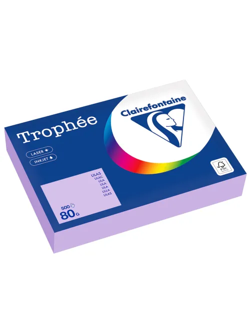 Бумага цветная CLAIREFONTAINE, А4, 80 г/м2, 500 л., пастель, бледно-лиловый, Франция, 1872PC