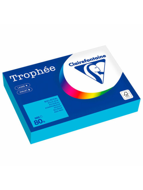 Бумага цветная CLAIREFONTAINE, А4, 80 г/м2, 500 л., интенсив, королевский синий, Франция, 1976PC