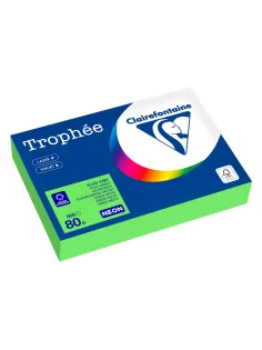 Бумага цветная CLAIREFONTAINE, А4, 80 г/м2, 500 л., неон, зеленый, Франция, 2975C, 2975PC