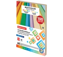 Бумага цветная 10 цветов BRAUBERG MULTICOLOR А4, 80 г/м2, 100 л. (10 цветов x 10 листов), 115350