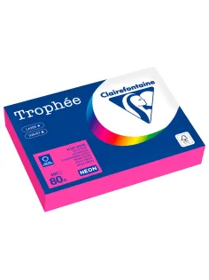 Бумага цветная CLAIREFONTAINE, А4, 80 г/м2, 500 л., неон, розовый, Франция, 2973PC
