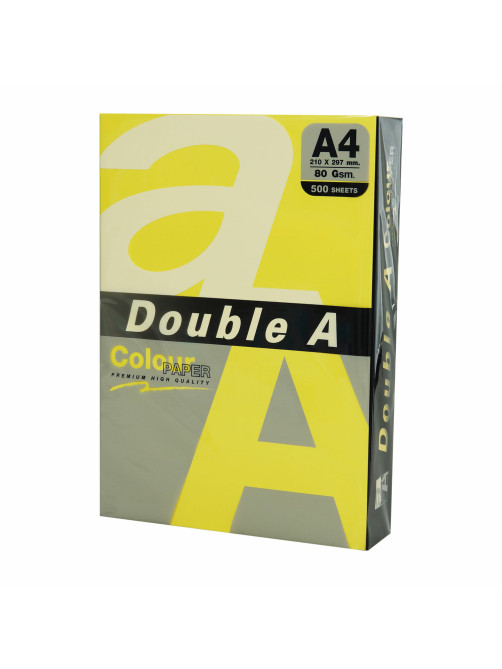 Бумага цветная DOUBLE A, А4, 80 г/м2, 500 л., интенсив, желтая