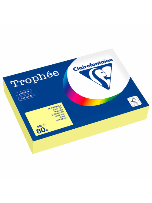 Бумага цветная CLAIREFONTAINE, А4, 80 г/м2, 500 л., пастель, лимонно-желтый, Франция, 1778PC