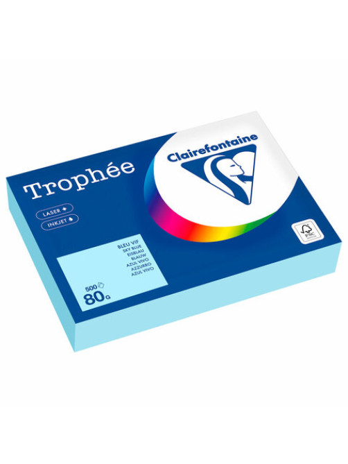 Бумага цветная CLAIREFONTAINE, А4, 80 г/м2, 500 л., пастель, небесно-голубой, Франция, 1798PC