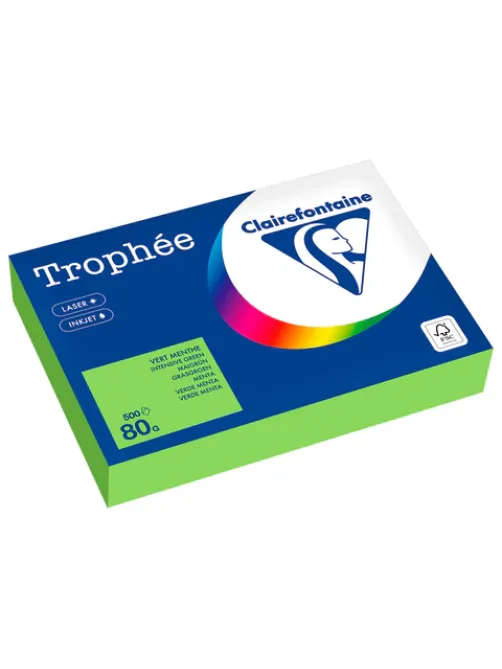Бумага цветная CLAIREFONTAINE, А4, 80 г/м2, 500 л., интенсив, ярко-зеленый, Франция, 1875C, 1875PC