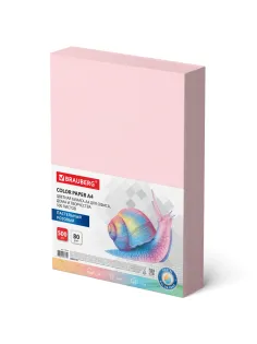 Бумага цветная BRAUBERG, А4, 80 г/м2, 500 л., пастель, розовая, для офисной техники, 115219