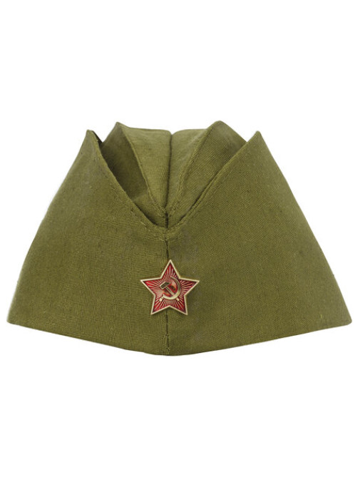 Пилотка военная двуслойная, металлическая красная звезда, размер 56 (универсальный), ПЛ-11
