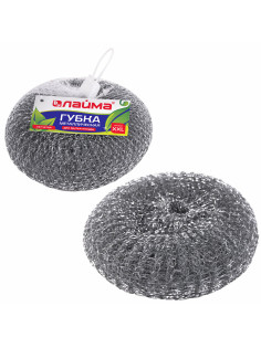 Губка (мочалка) металлическая, сетчатая, 100 г, БОЛЬШАЯ (XXL), для посуды, гриля, плиты, LAIMA, 603106