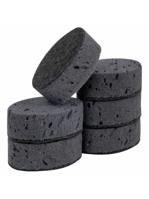 Губки для посуды 9,5х6,5х3,5 см, КОМПЛЕКТ 6 шт., OVAL BLACK, КРУПНОПОРИСТЫЙ поролон с абразивным слоем, LAIMA, 608649