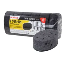 Губки для посуды 9,5х6,5х3,5 см, КОМПЛЕКТ 6 шт., OVAL BLACK, КРУПНОПОРИСТЫЙ поролон с абразивным слоем, LAIMA, 608649
