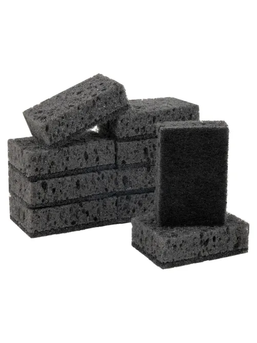 Губки для посуды 9,8х6,6х3 см, КОМПЛЕКТ 10 шт., SQUARE BLACK, КРУПНОПОРИСТЫЙ поролон с абразивным слоем, LAIMA, 608648