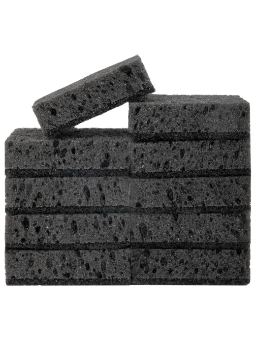 Губки для посуды 9,8х6,6х3 см, КОМПЛЕКТ 10 шт., SQUARE BLACK, КРУПНОПОРИСТЫЙ поролон с абразивным слоем, LAIMA, 608648