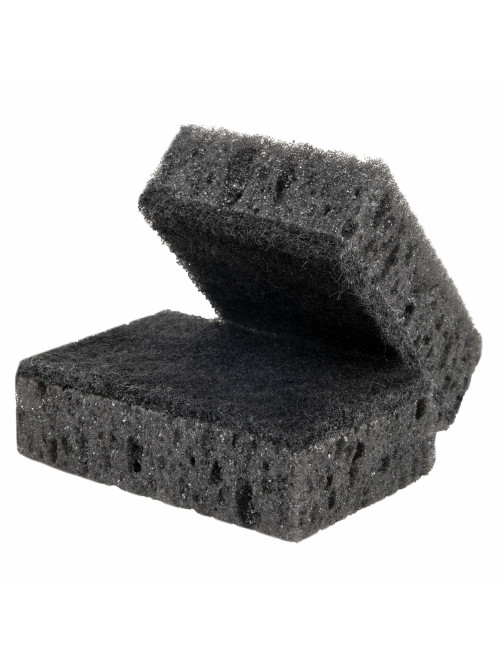Губки для посуды 9,8х6,6х3 см, КОМПЛЕКТ 10 шт., SQUARE BLACK, КРУПНОПОРИСТЫЙ поролон с абразивным слоем, LAIMA, 608648