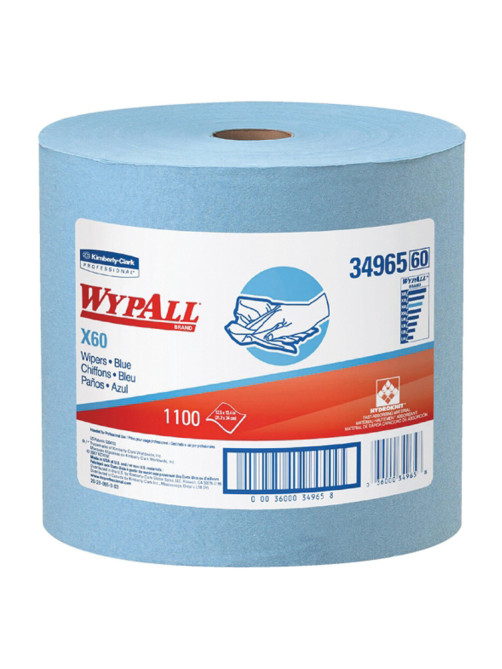 Протирочный нетканый материал KIMBERLY-CLARK Wypall X60, 1100 листов в рулоне, 31,5х34 см, голубой, 34965