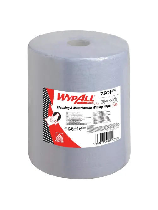 Бумага протирочная KIMBERLY-CLARK Wypall L20, 500 листов в рулоне, 33х38 см, 2-слойная, голубая, 7301