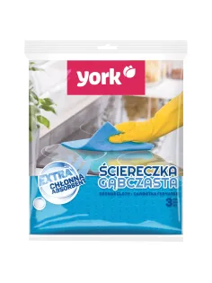 Салфетки ЦЕЛЛЮЛОЗНЫЕ (губчатые), 15,5х17,5 см, КОМПЛЕКТ 3 шт., СУПЕР впитываемость, YORK, 24010