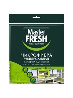 Салфетка из МИКРОФИБРЫ универсальная 30х30 см, зеленая, 250 г/м2, MASTER FRESH